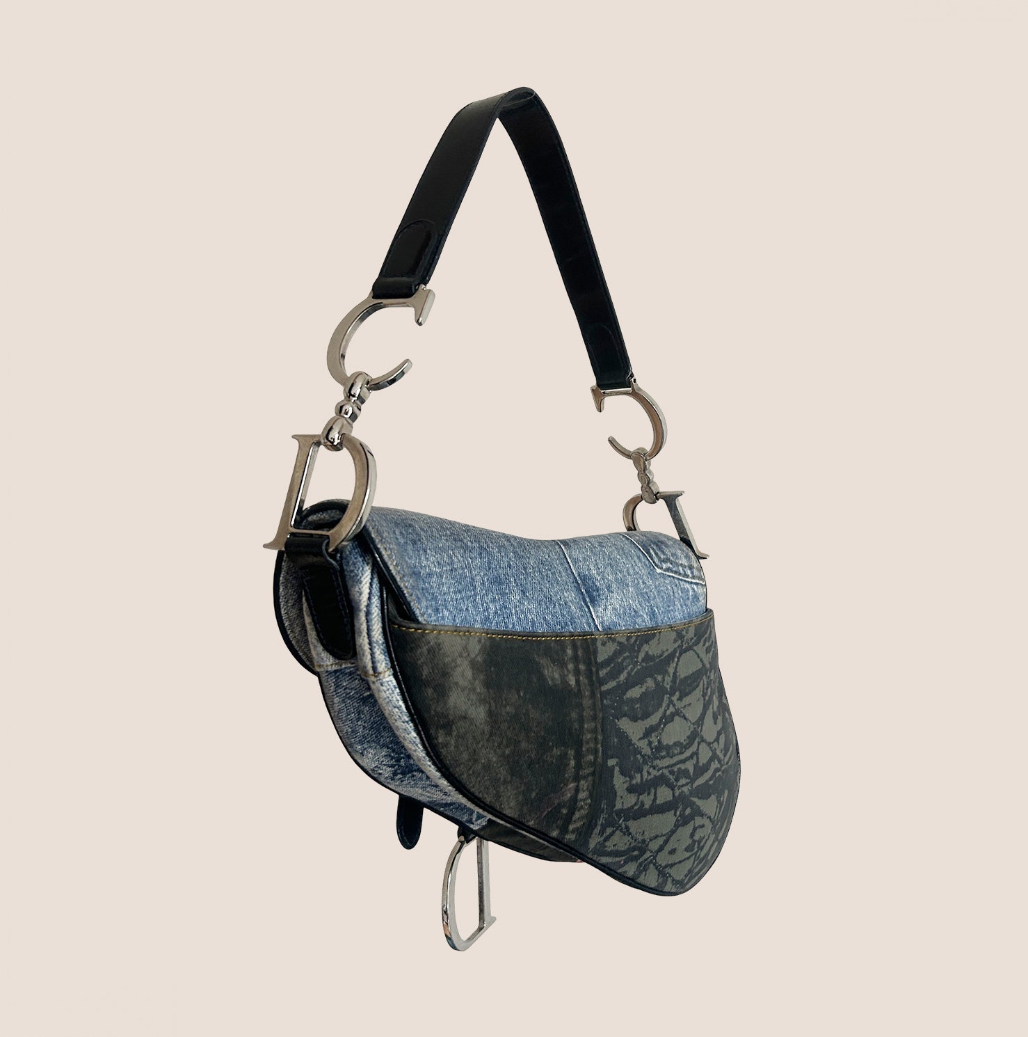 CHRISTIAN D1OR 2001 DENIM "MISS D1ORELLA" SADDLE BAG