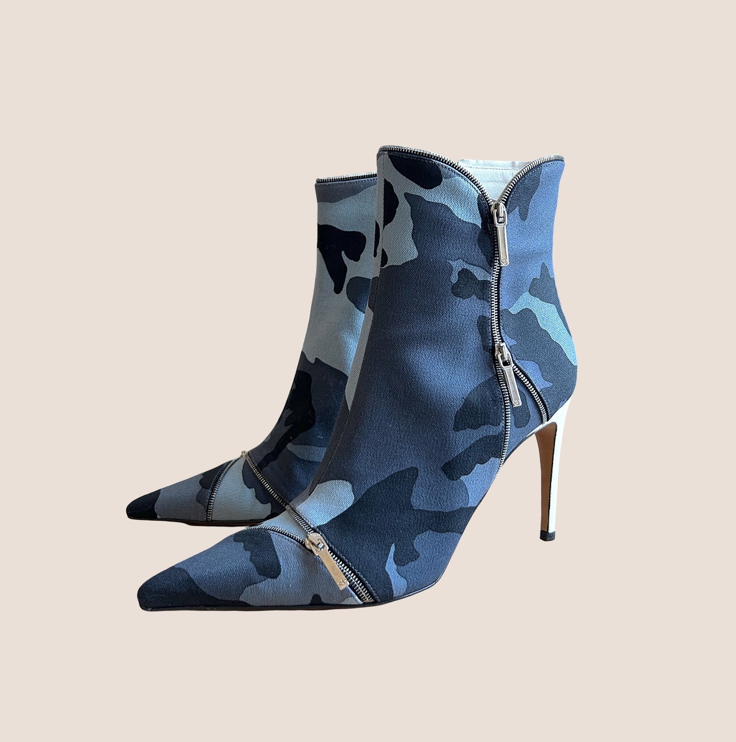 CHRISTIAN D1OR 2000 BLUE CAMOUFLAGE PRINT BOOTIES