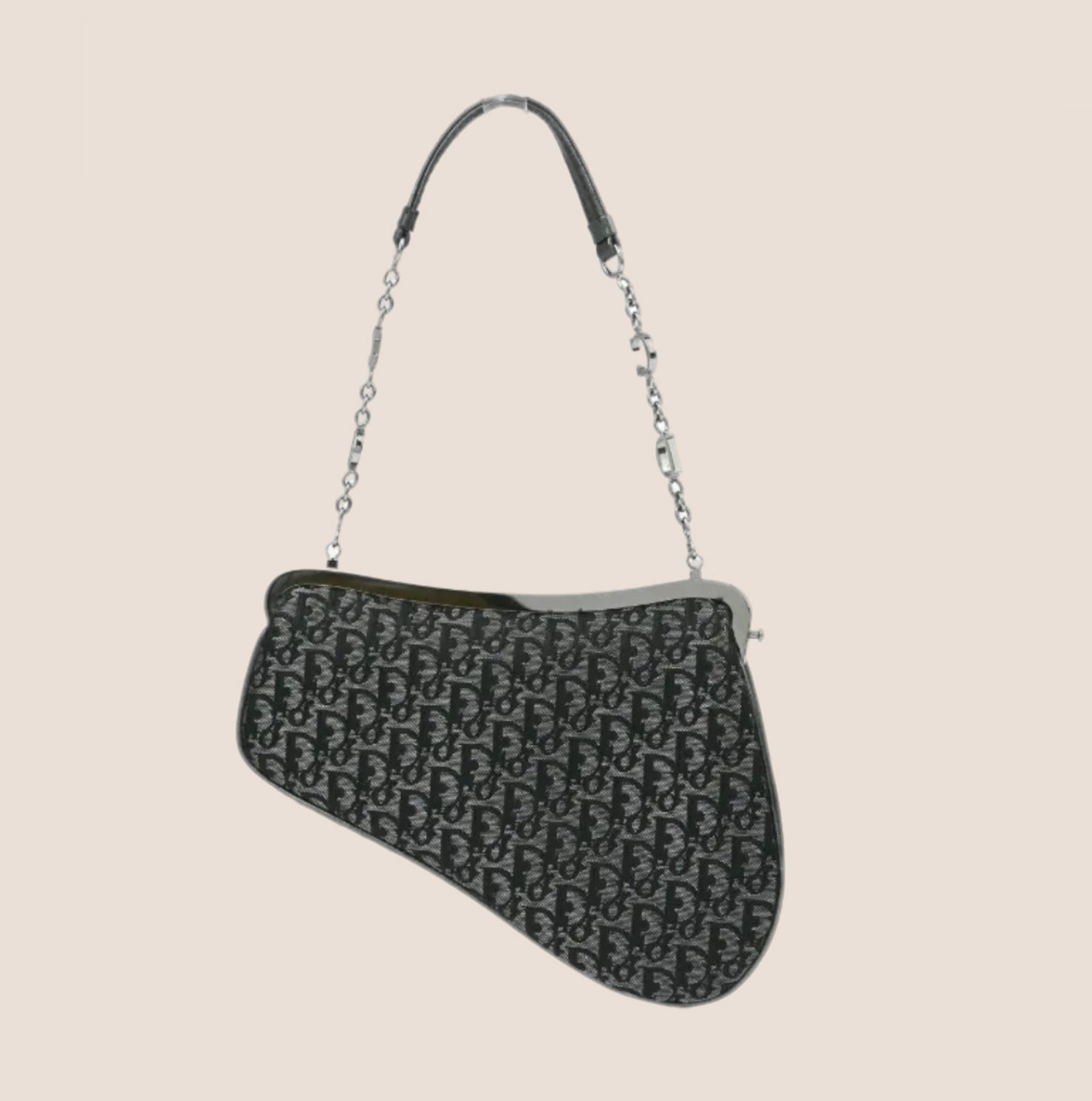 CHRISTIAN D1OR 2003 GREY JACQUARD TROTTER MICRO SADDLE BAG