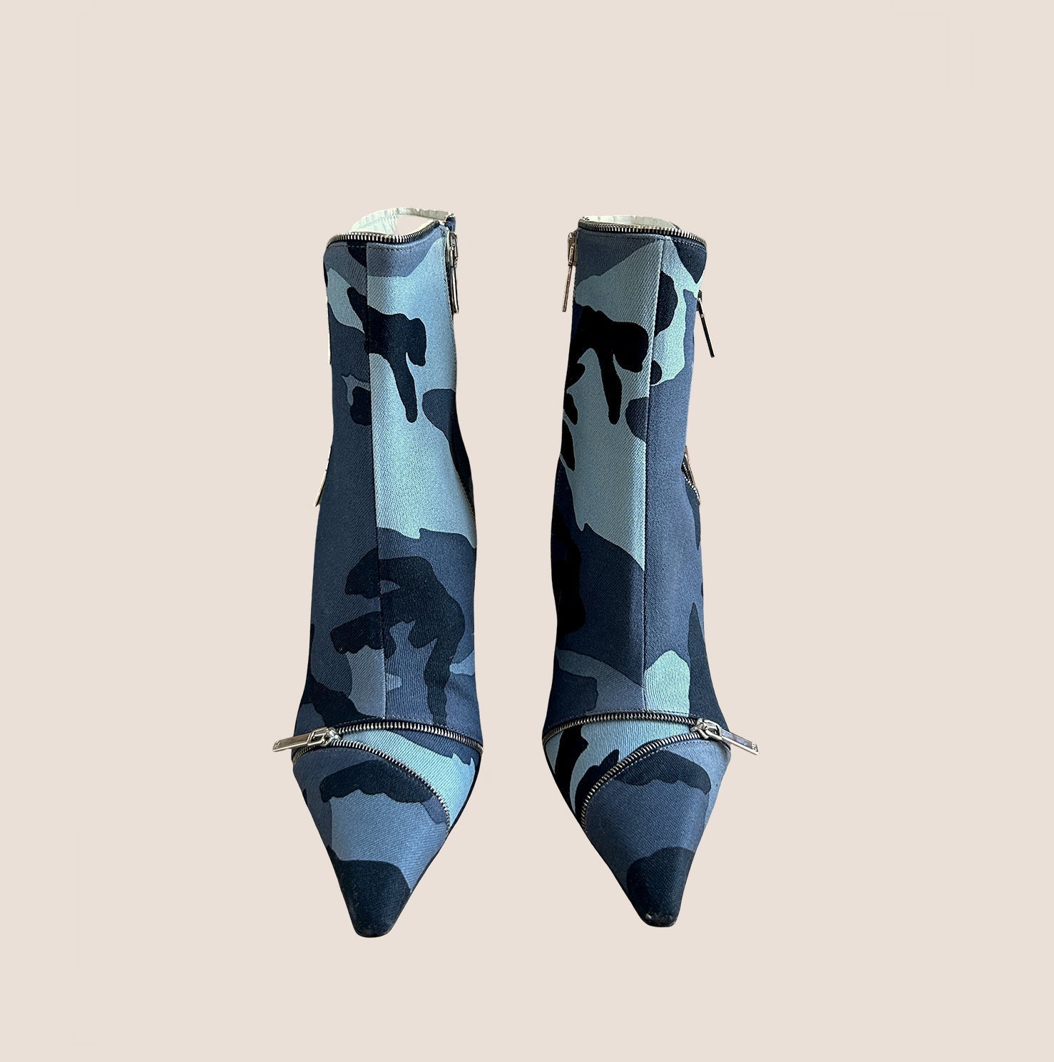 CHRISTIAN D1OR 2000 BLUE CAMOUFLAGE PRINT BOOTIES
