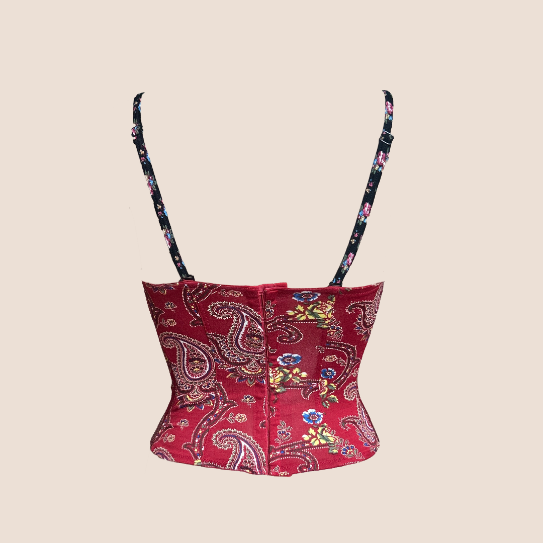 CHRISTIAN D1OR 2002 RED BANDANA BUSTIER TOP