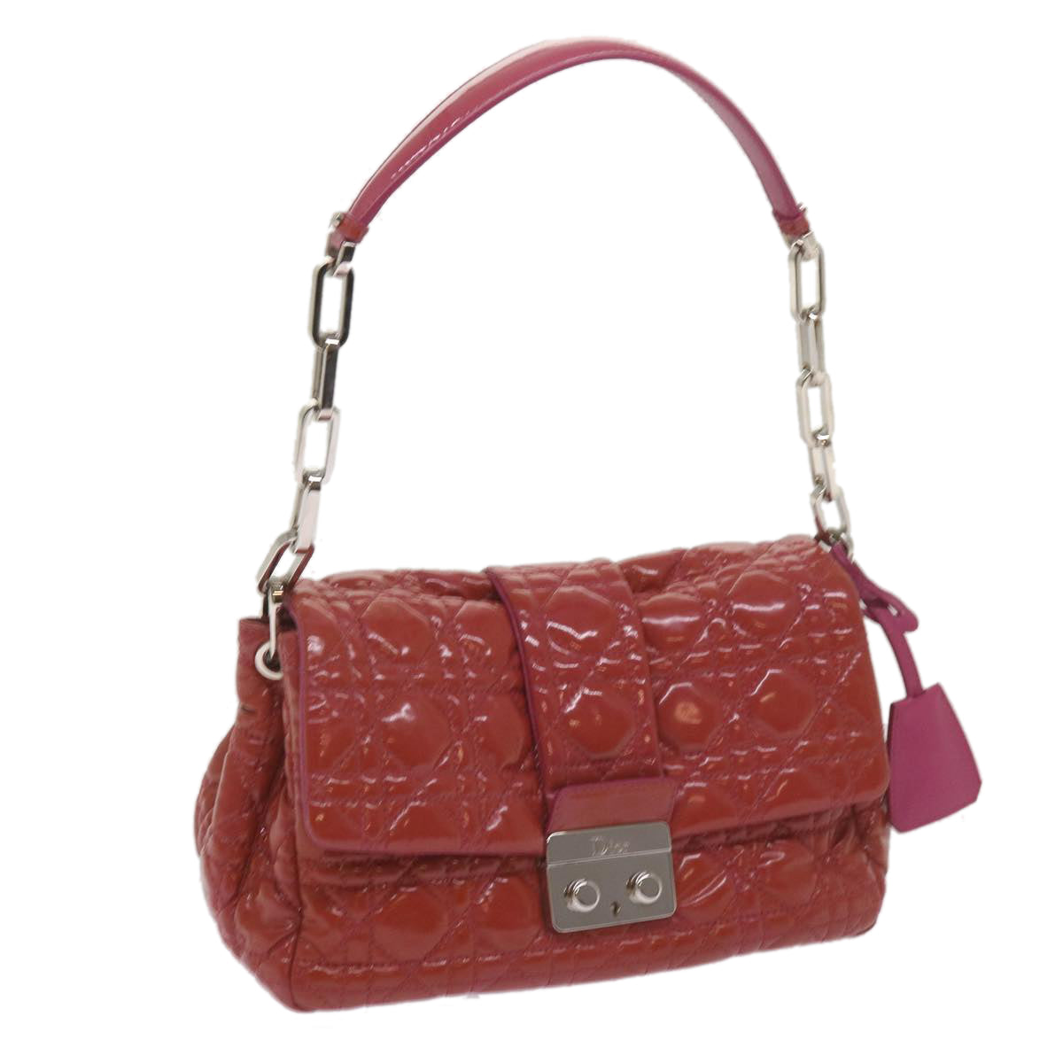 CHRISTIAN D1OR Canage Newlock Shoulder Bag patent Red Auth hk1131