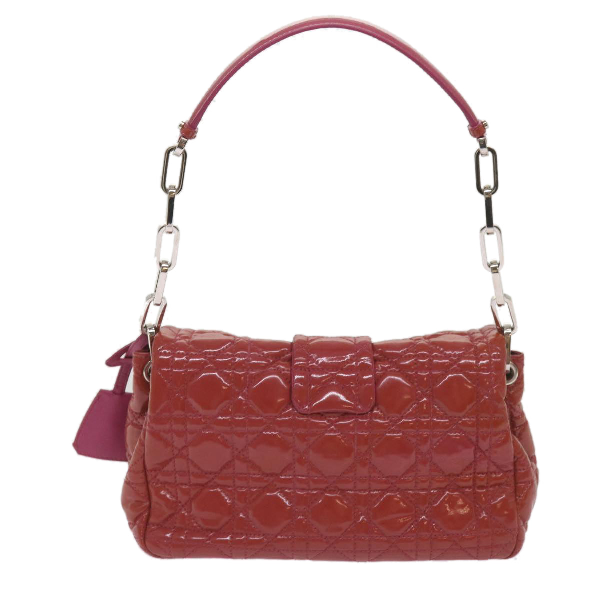 CHRISTIAN D1OR Canage Newlock Shoulder Bag patent Red Auth hk1131