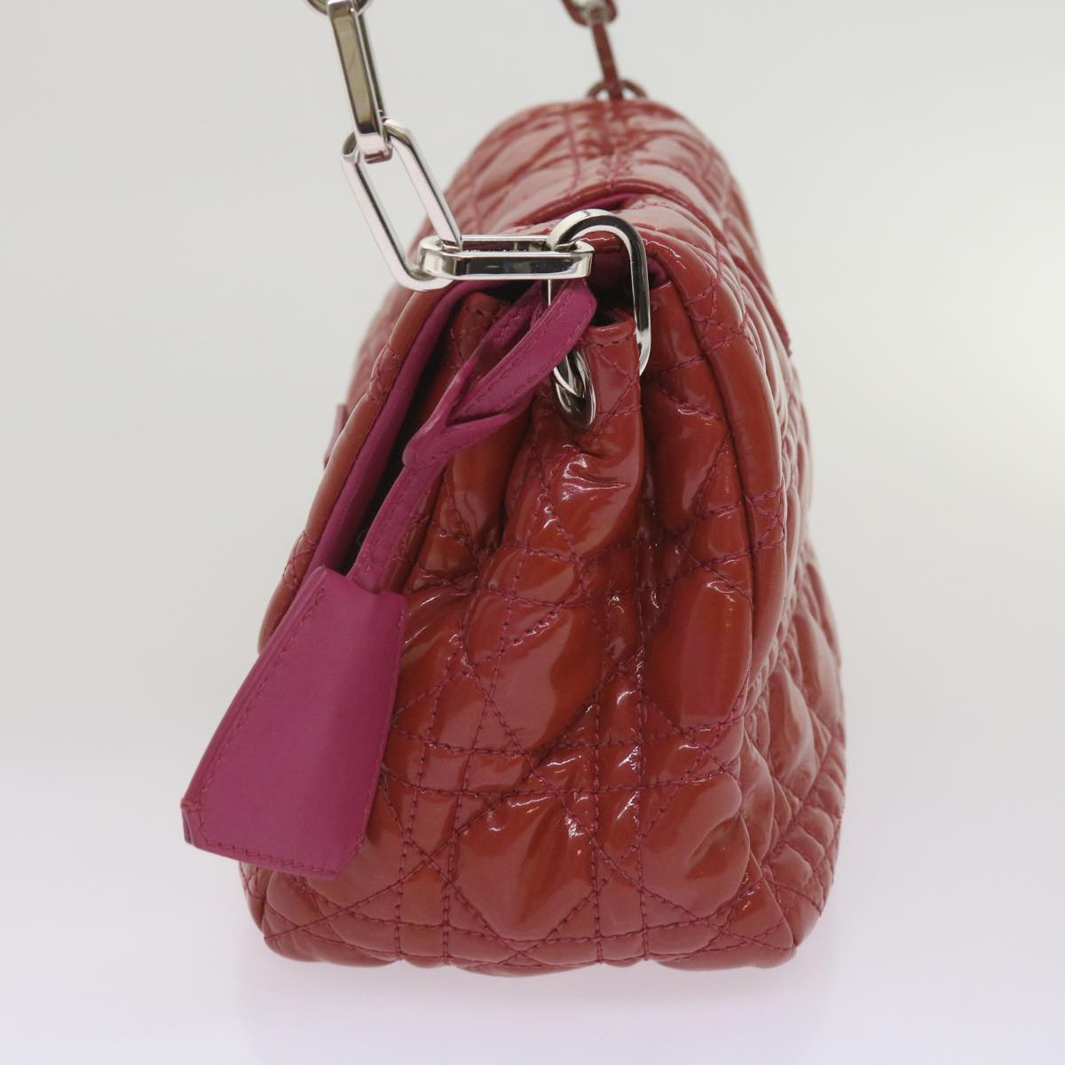 CHRISTIAN D1OR Canage Newlock Shoulder Bag patent Red Auth hk1131
