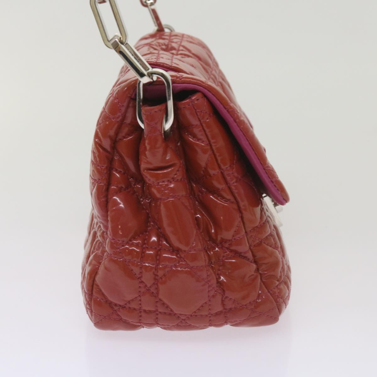 CHRISTIAN D1OR Canage Newlock Shoulder Bag patent Red Auth hk1131