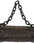 PRD Chain Shoulder Bag Leather Gunmetal Auth hk1132