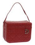 CHRISTIAN D1OR Canage Vanity Cosmetic Pouch Leather Red Auth hk1134