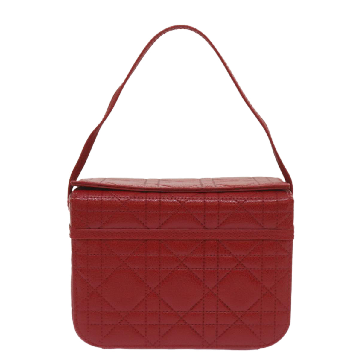 CHRISTIAN D1OR Canage Vanity Cosmetic Pouch Leather Red Auth hk1134
