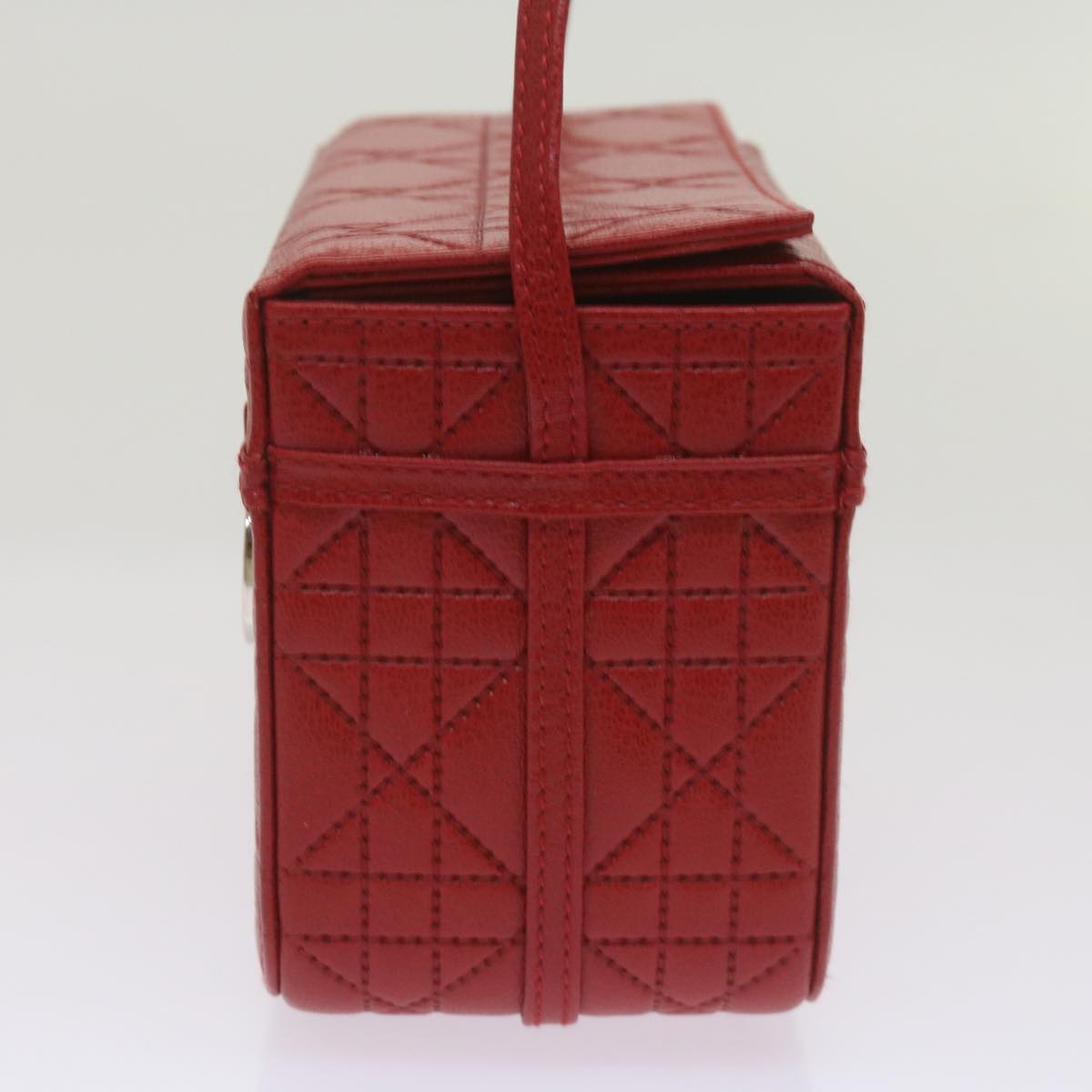 CHRISTIAN D1OR Canage Vanity Cosmetic Pouch Leather Red Auth hk1134