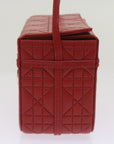 CHRISTIAN D1OR Canage Vanity Cosmetic Pouch Leather Red Auth hk1134