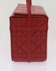 CHRISTIAN D1OR Canage Vanity Cosmetic Pouch Leather Red Auth hk1134