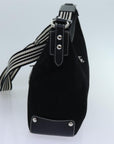 BBERRY Blue Label Shoulder Bag Canvas Black Auth hk1263