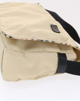BBERRY Blue Label Shoulder Bag Nylon Beige Black Auth hk785