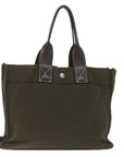 BBERRY Blue Label Tote Bag Canvas Khaki Auth hk895