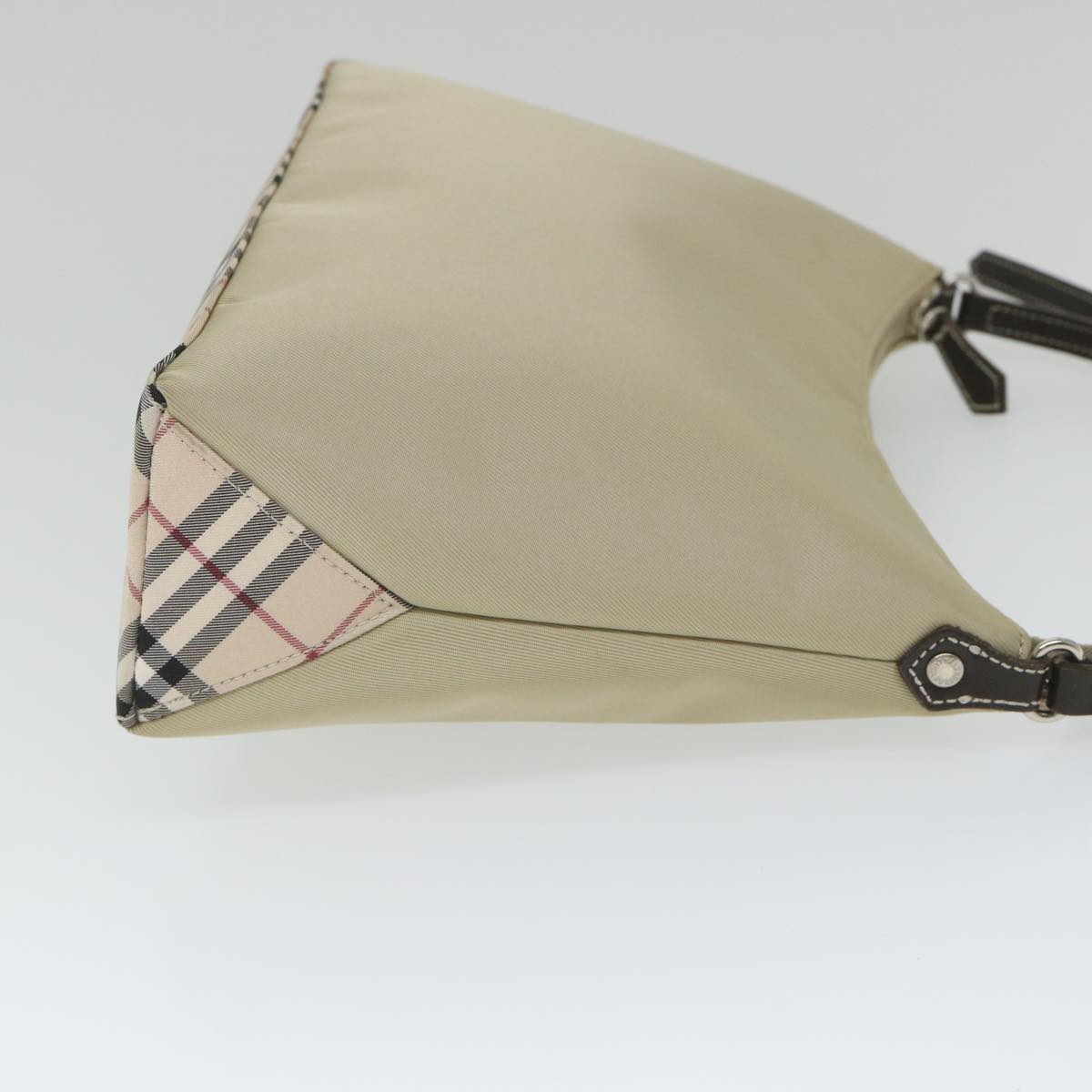 BBERRY Blue Label Shoulder Bag Nylon Beige Auth hk910