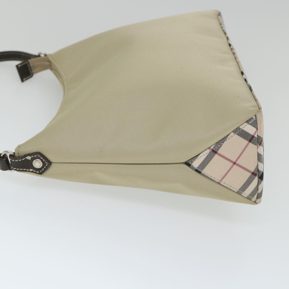 BBERRY Blue Label Shoulder Bag Nylon Beige Auth hk910