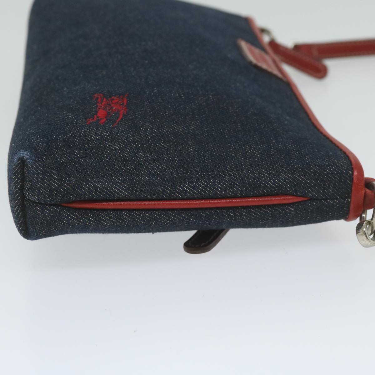 BBERRY Blue Label Shoulder Bag Denim Navy Auth hk952