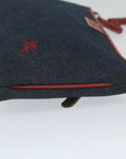 BBERRY Blue Label Shoulder Bag Denim Navy Auth hk952
