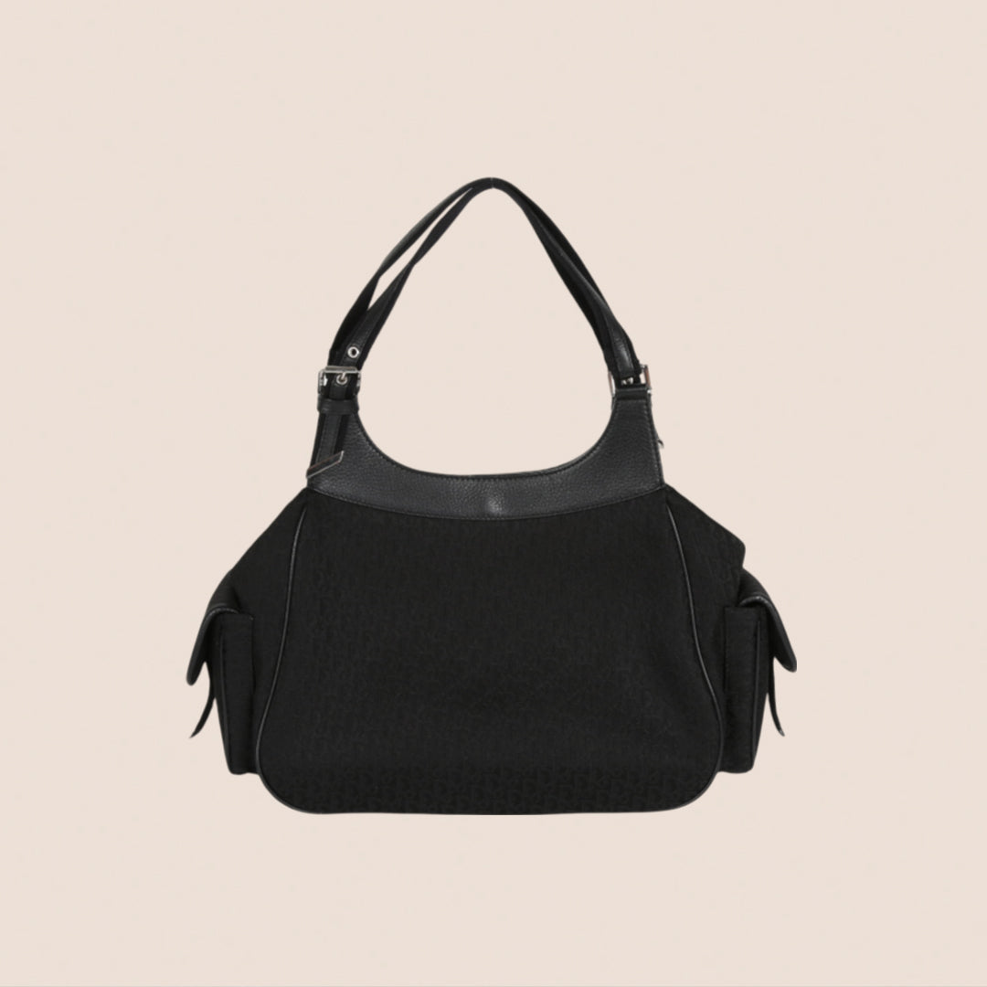 CHRISTIAN D1OR BLACK CANVAS STREET CHIC MULTIPOCKET BAG