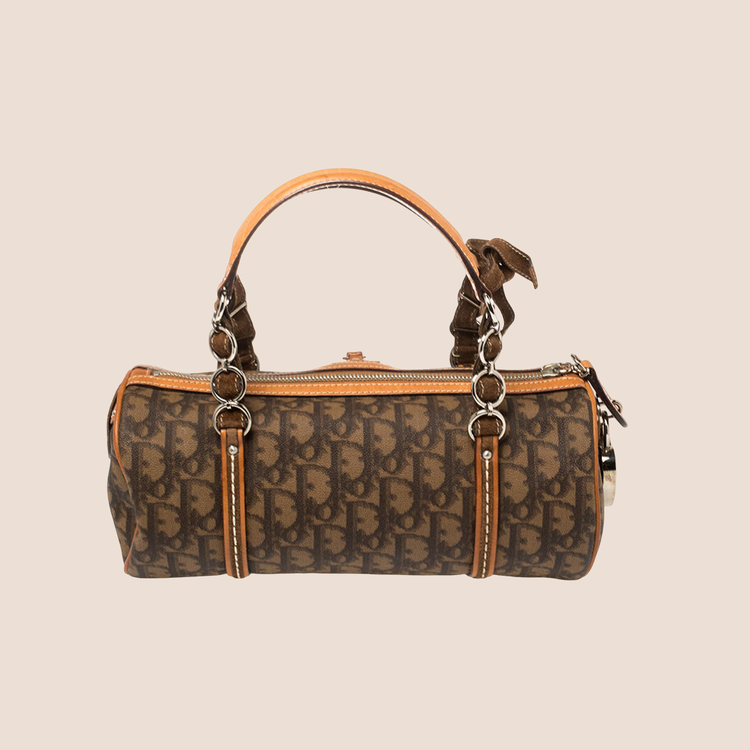 CHRISTIAN D1OR 2006 BROWN ROMANTIQUE BARREL BAG