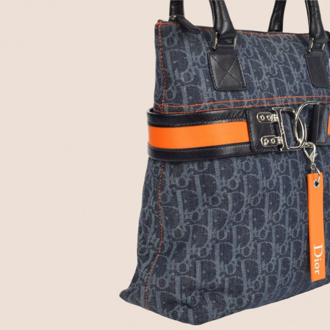 CHRISTIAN D1OR 2005 FLIGHT DENIM TROTTER TOTE BAG