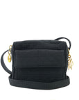 Christian D1OR Cannage Logo Motif Charm Nylon Shoulder bag Black Vintage e7e3wt