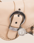 CHRISTIAN D1OR BEIGE PEBBLED CALFSKIN MINI GAUCHO CROSSBODY BAG