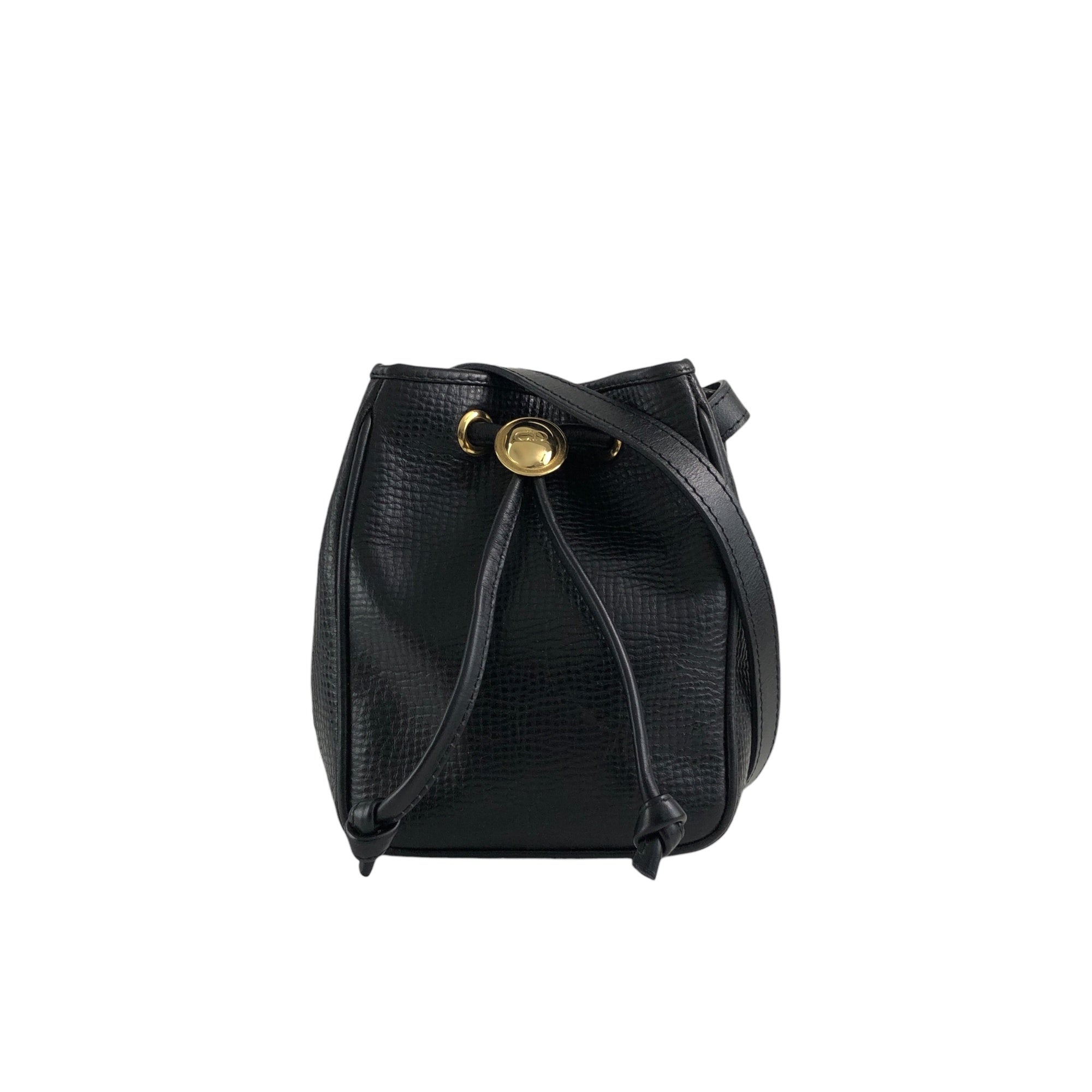 Christian D1OR CD Logo Drawstring Shoulder bag Black Vintage t4tu7b