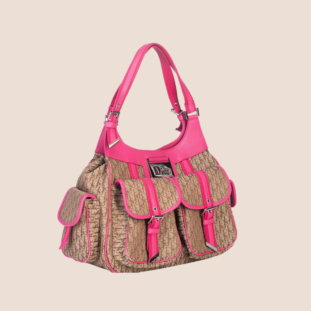 CHRISTIAN D1OR 2005 FUCHSIA PINK MULTIPOCKET D1ORISSIMO SHOULDER BAG
