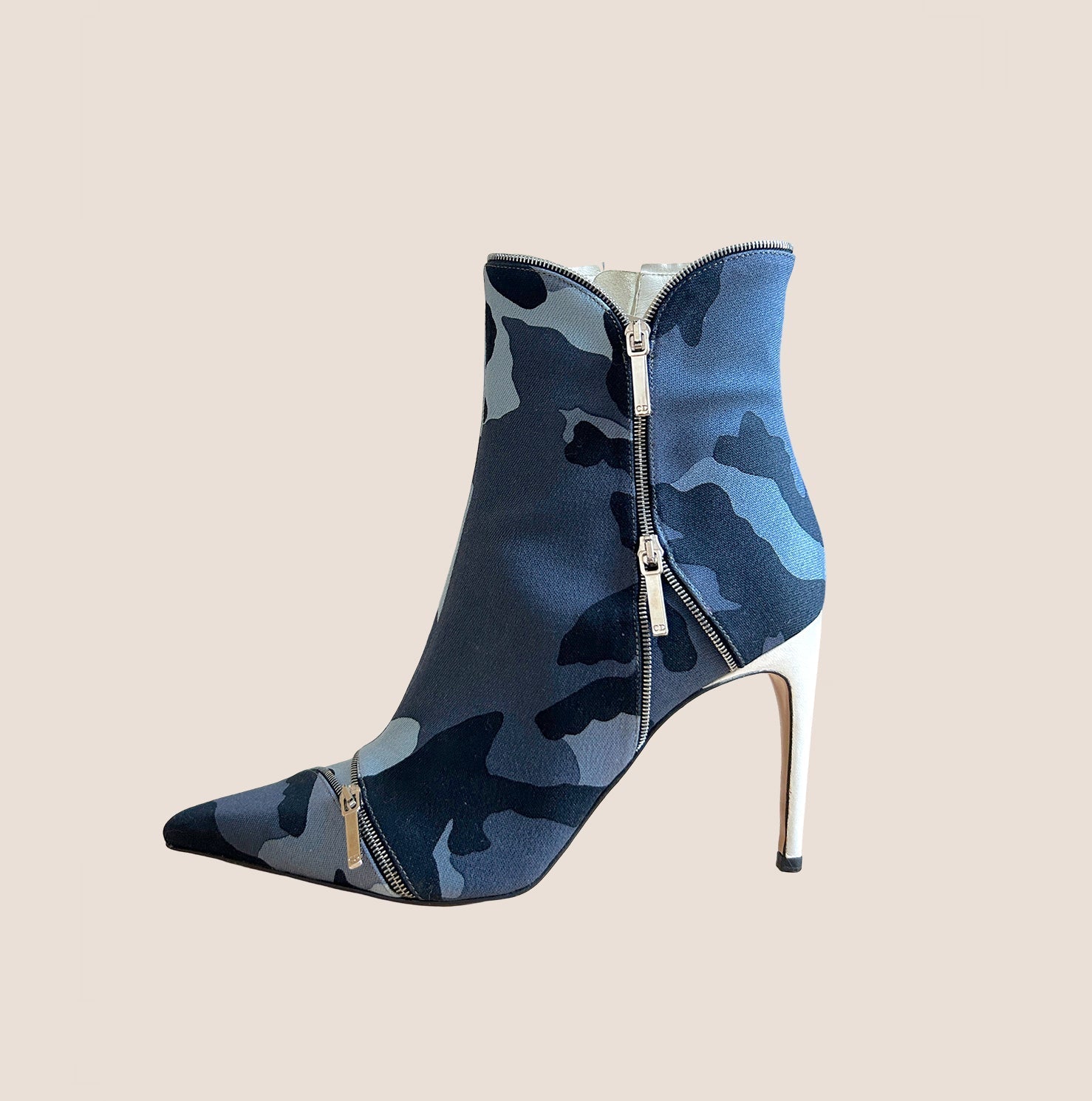CHRISTIAN D1OR 2000 BLUE CAMOUFLAGE PRINT BOOTIES