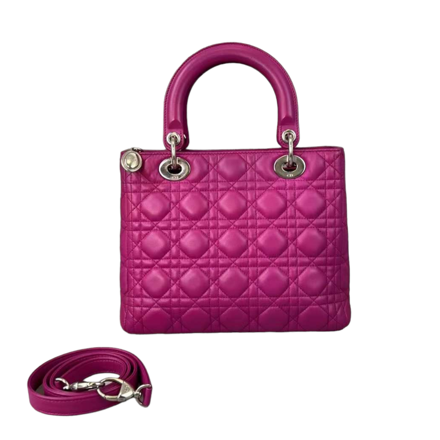 Cannage Lambskin Lady D1OR Medium Magenta SHW