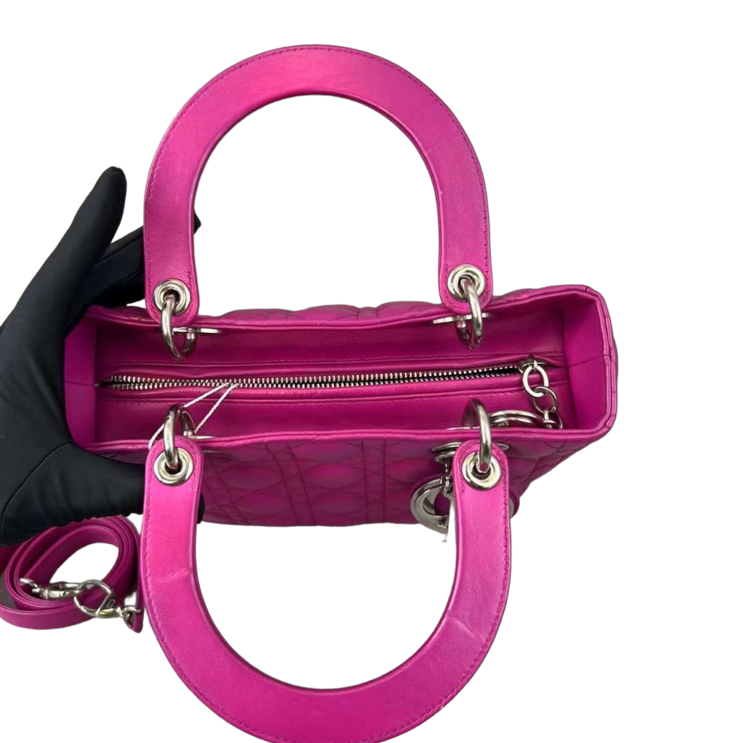 Cannage Lambskin Lady D1OR Medium Magenta SHW