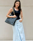 *RARE* CH Vintage Black Bag in Quilted Canvas Logo Print with Gold Hardware