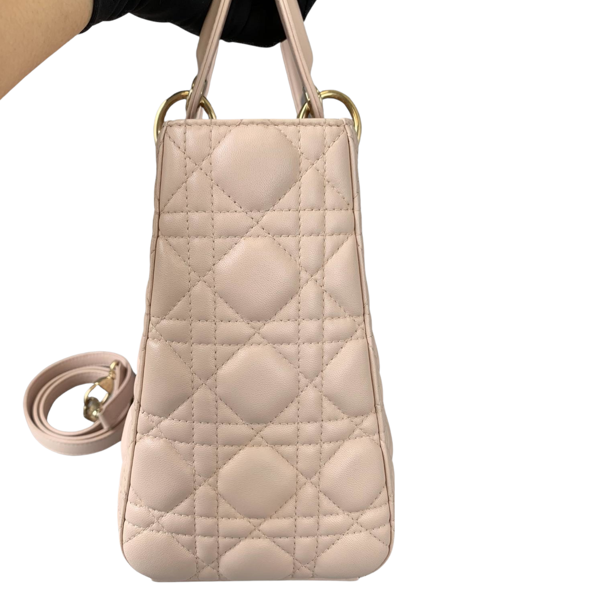Cannage Lady D1OR Medium Lambskin Light Pink GHW