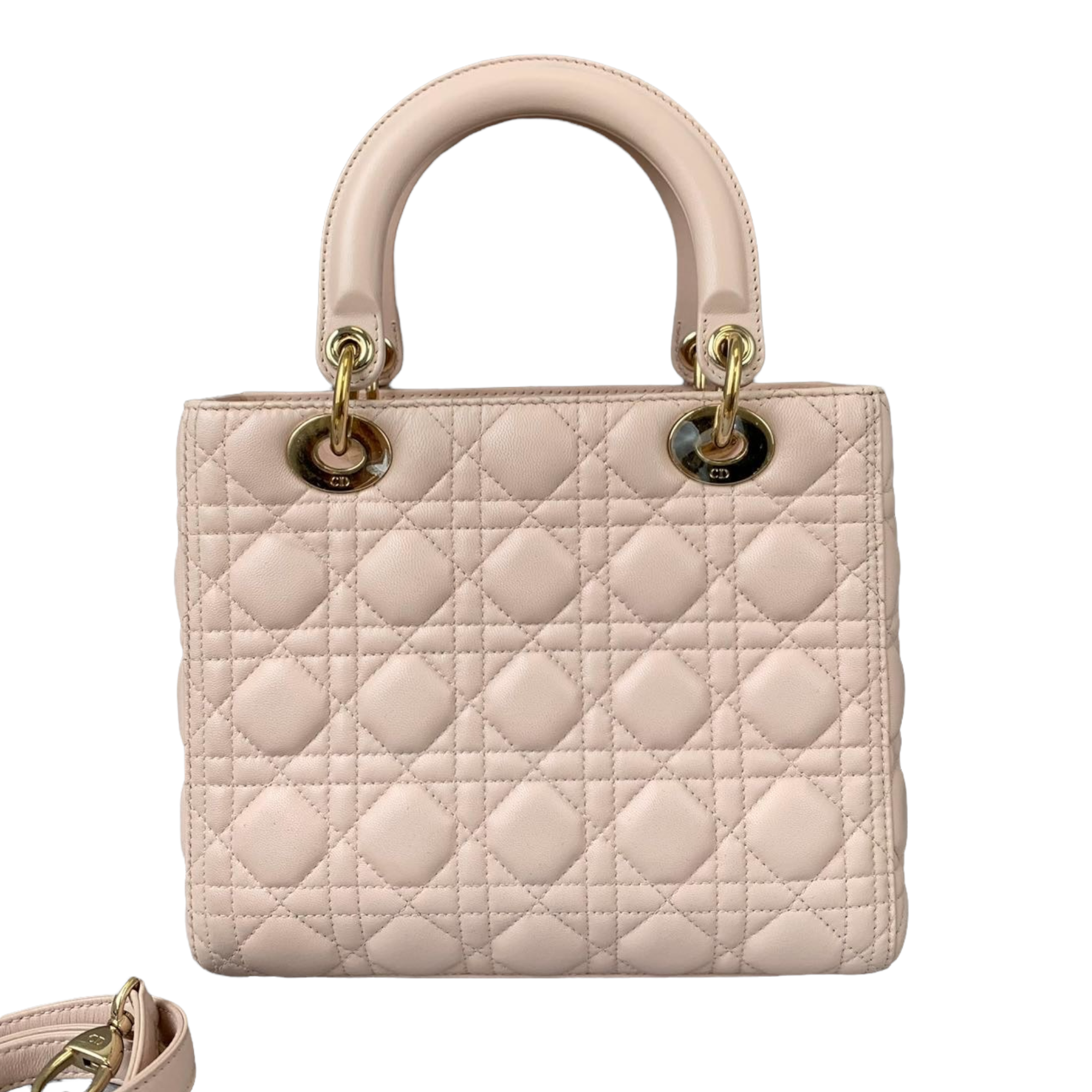 Cannage Lady D1OR Medium Lambskin Light Pink GHW