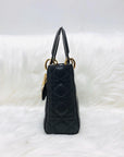 Cannage Lambskin Lucky Badges My Lady D1OR Small Dark Grey