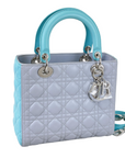 Bi-colour Lady D1OR Lambskin Medium Blue SHW