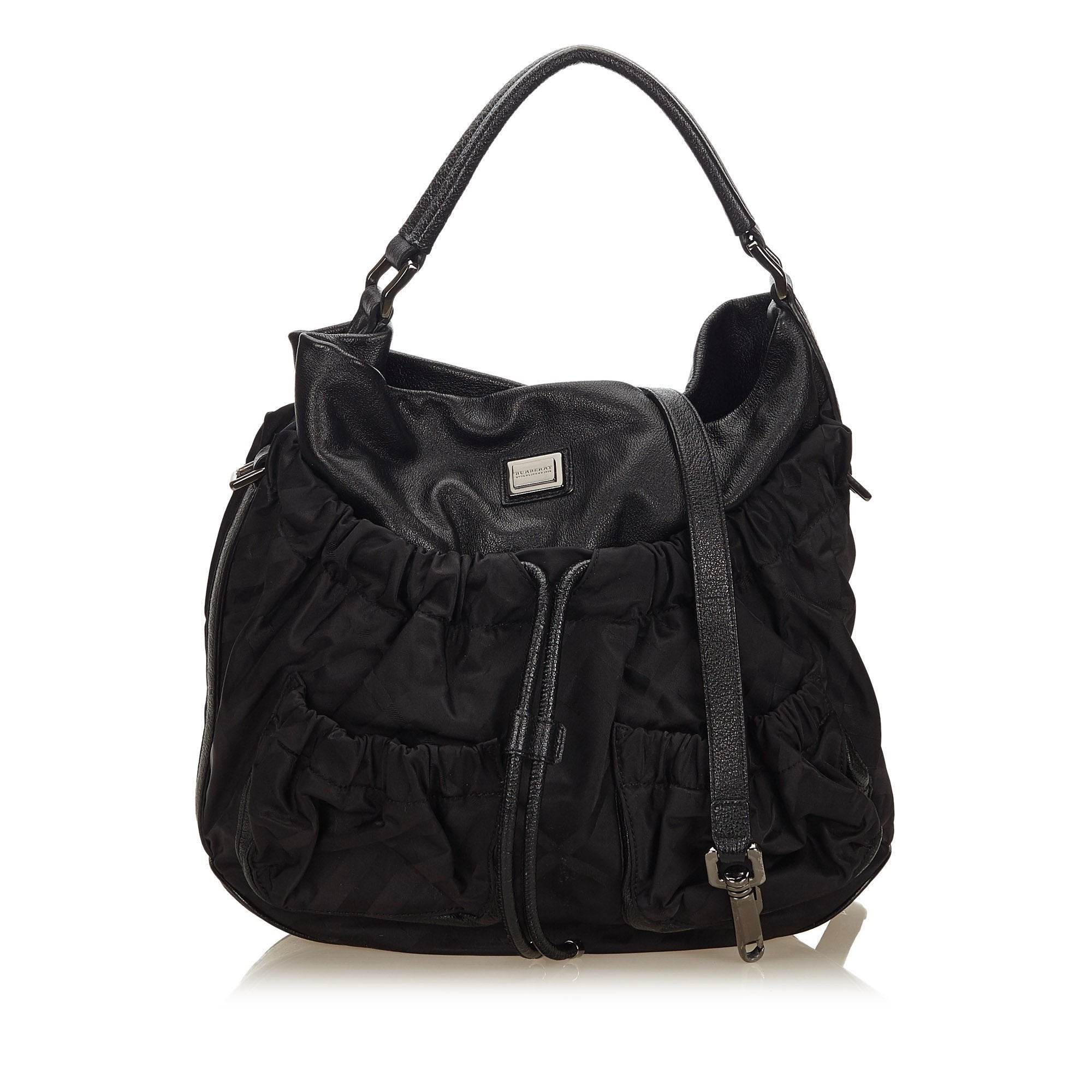 BBERRY Black Nylon Fabric Plaid Hobo UNITED KINGDOM