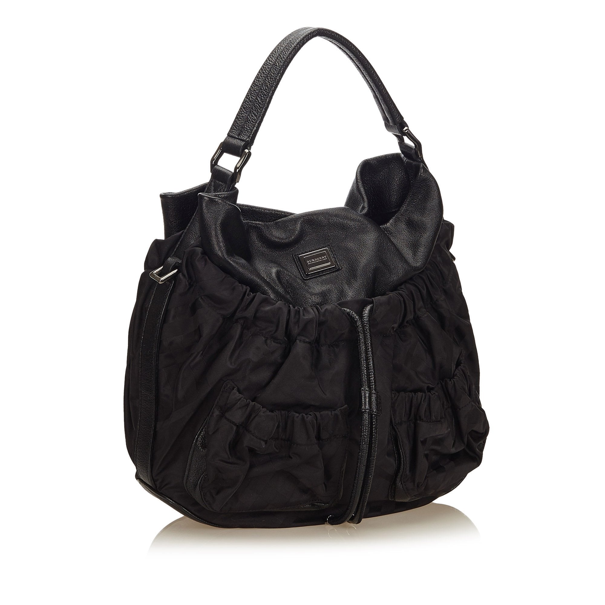 BBERRY Black Nylon Fabric Plaid Hobo UNITED KINGDOM
