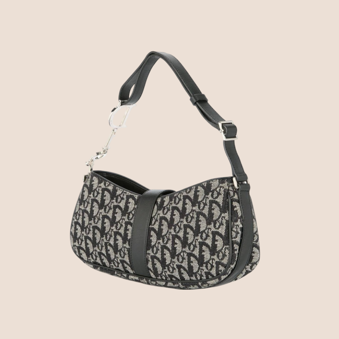 CHRISTIAN D1OR 2004 NAVY D RING SHOULDER BAG