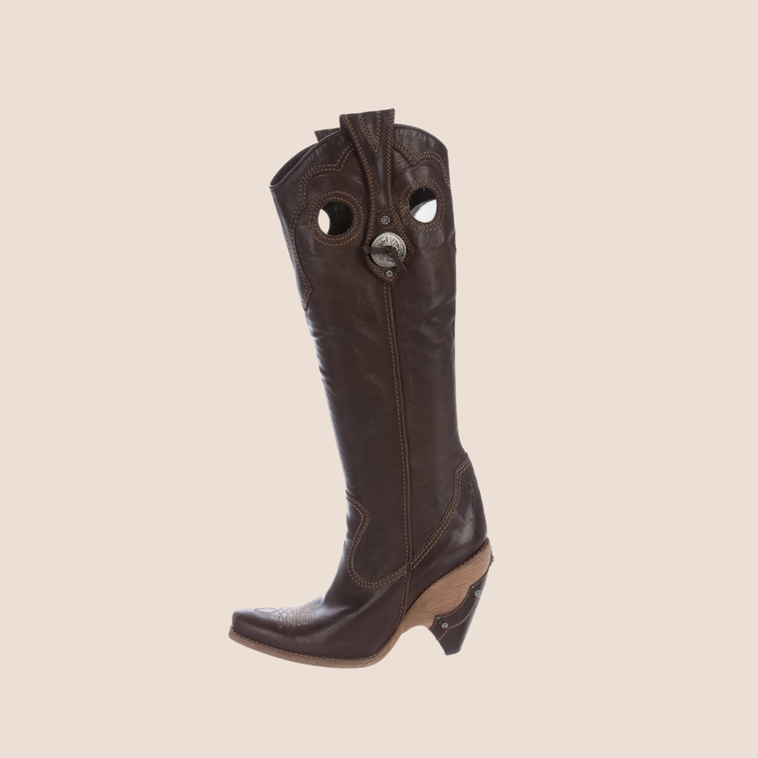 CHRISTIAN D1OR BROWN LEATHER WESTERN COWBOY BOOTS