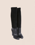 CHRISTIAN D1OR BLACK SUEDE TOP LEATHER HIGH HEEL BOOTS