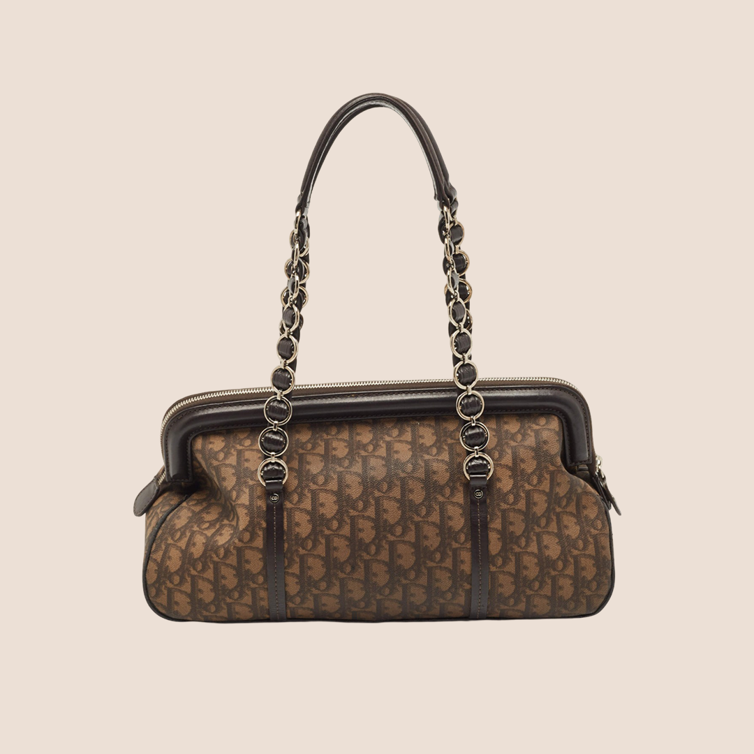 CHRISTIAN D1OR 2006 BROWN TROTTER ROMANTIQUE SHOULDER BAG