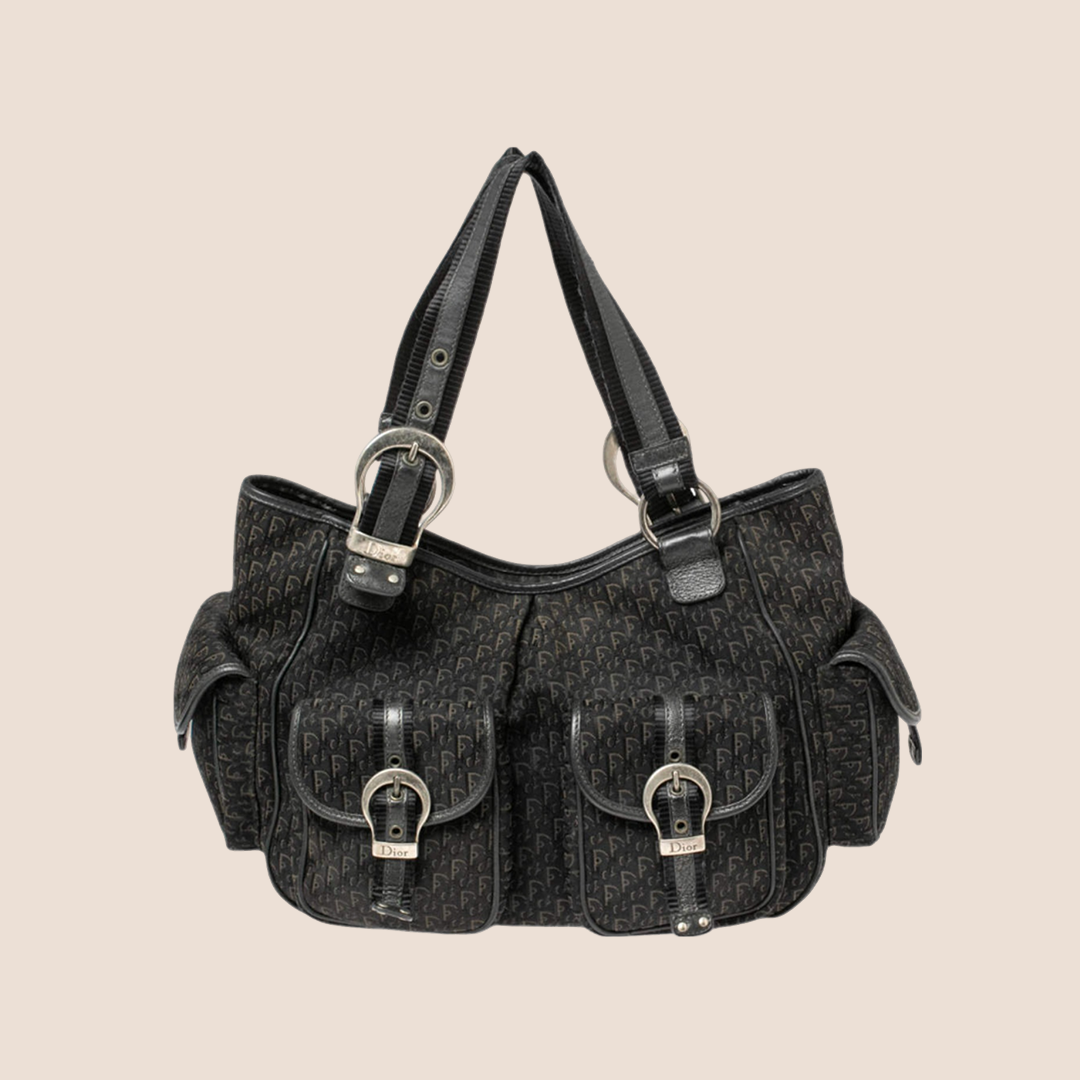 CHRISTIAN D1OR BLACK D1ORISSIMO STREET CHIC POCKET SATCHEL