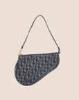 CHRISTIAN D1OR BLUE OBLIQUE CANVAS SADDLE BAG
