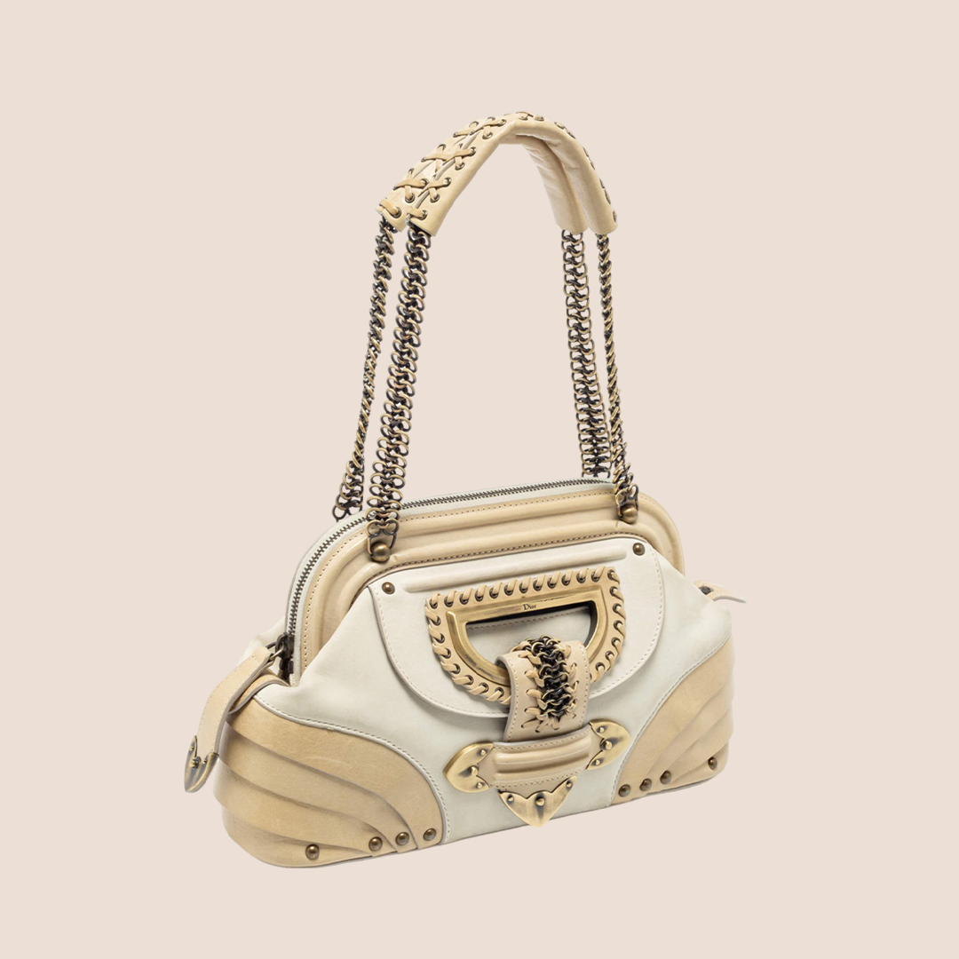 CHRISTIAN D1OR 2007 CREAM JEANNE FRAME BAG