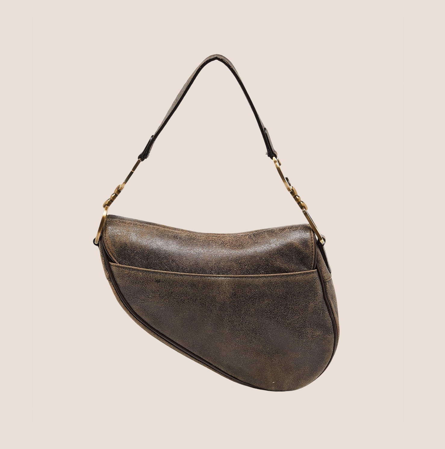 CHRISTIAN D1OR 2001 BROWN LEATHER SADDLE BAG