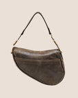 CHRISTIAN D1OR 2001 BROWN LEATHER SADDLE BAG