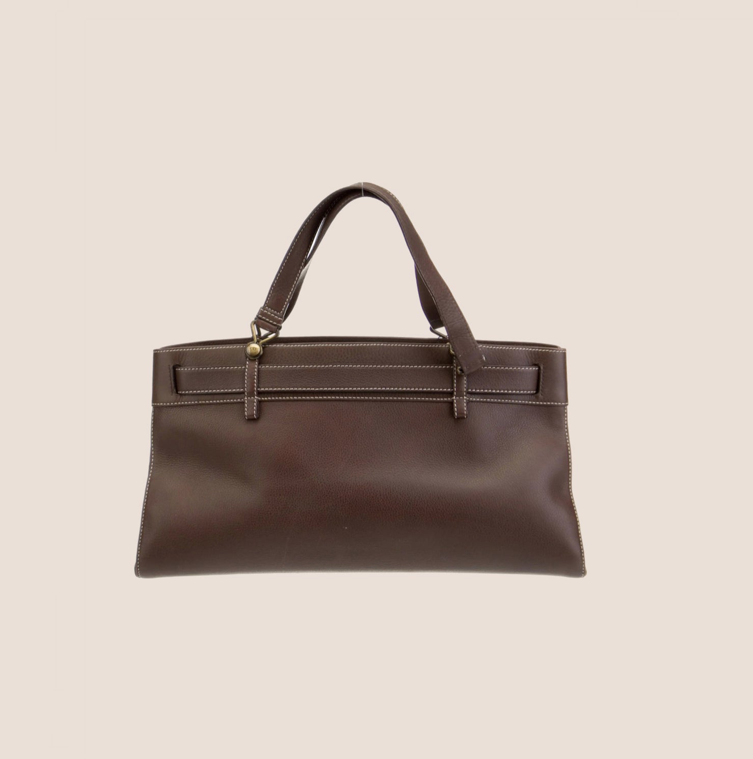 CHRISTIAN D1OR BROWN LEATHER BELTED EVERYDAY BAG