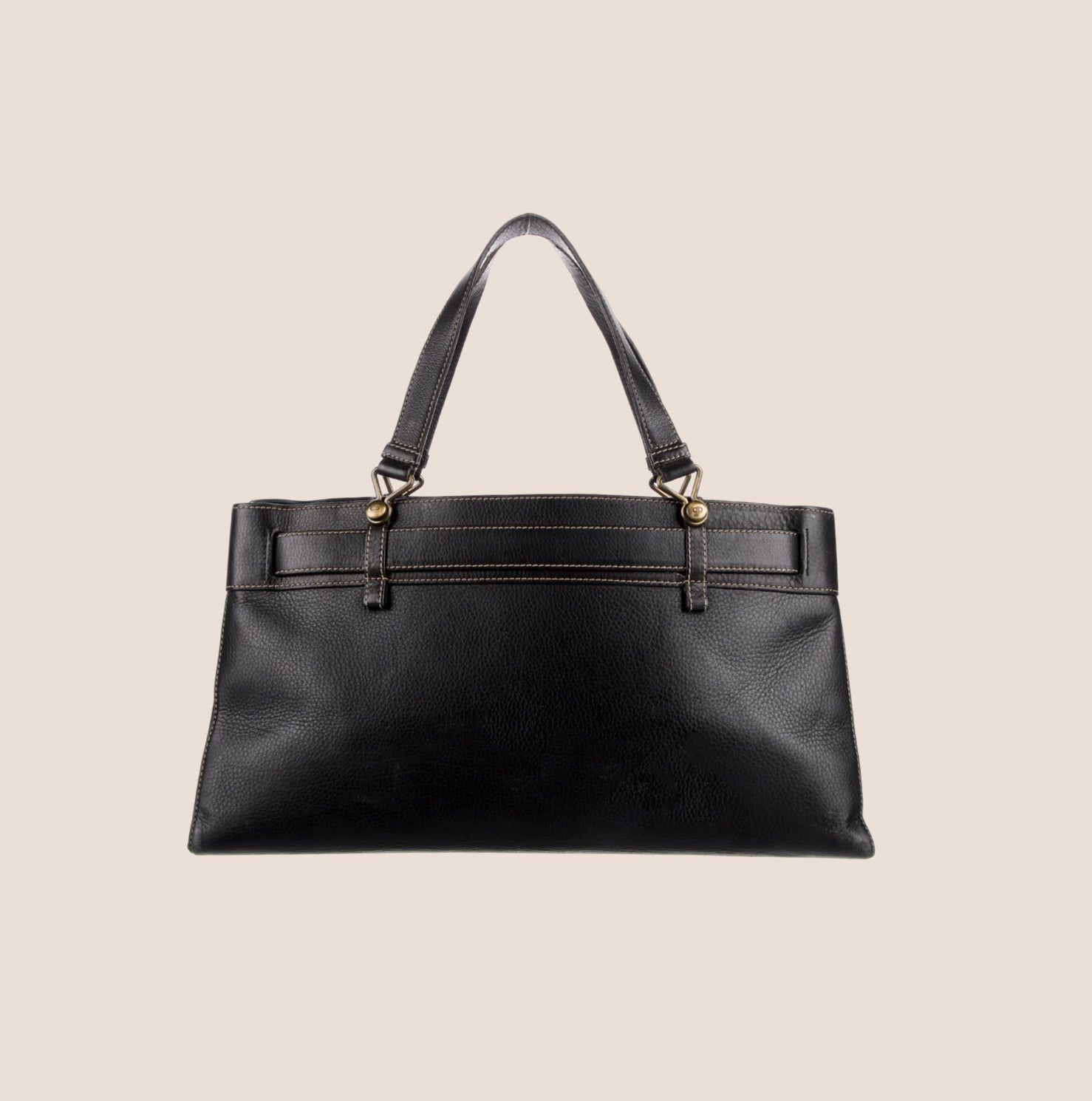 CHRISTIAN D1OR BLACK LEATHER BELTED EVERYDAY BAG